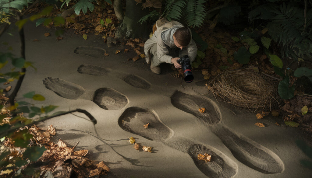 taking pictures of footprints 