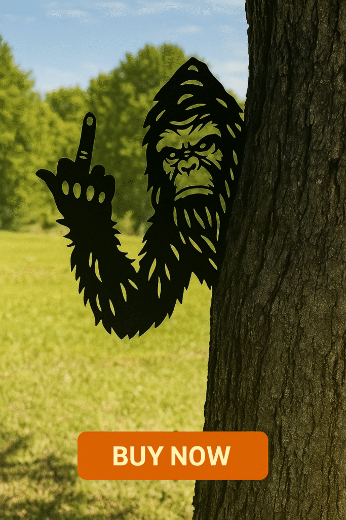 Hilarious Bigfoot Middle-Finger Metal Yard Decor, Metal Wall Art Statues, Garden